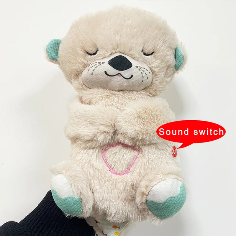 Breathing Bear Baby Soothing Otter Plush Doll Toy Baby Kids Soothing Music Baby Sleeping Companion Sound and Light Doll Toy Gift