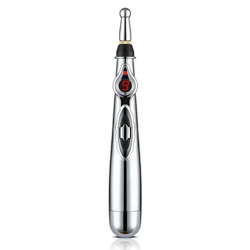 2025 Health Care Tool Electric Massage Pen Adjustable for Body Back Hand Massage Press and Relax Muscles, Battery Powered Silver