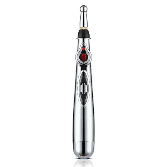 2025 Health Care Tool Electric Massage Pen Adjustable for Body Back Hand Massage Press and Relax Muscles, Battery Powered Silver